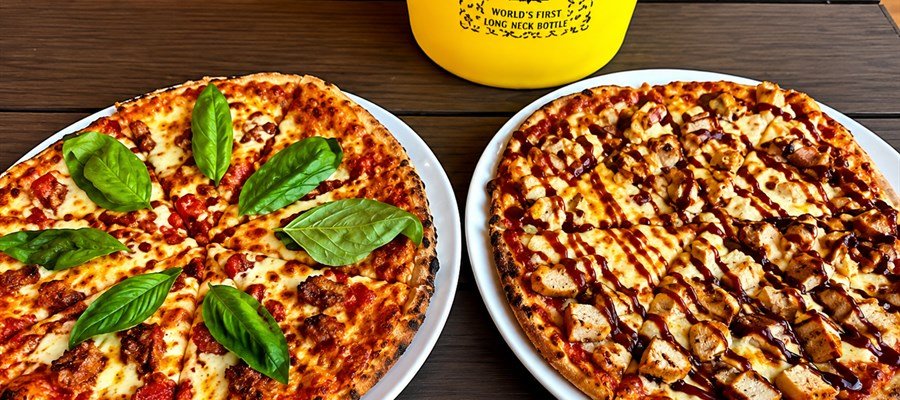 Wood-fired pizzas and cold drinks